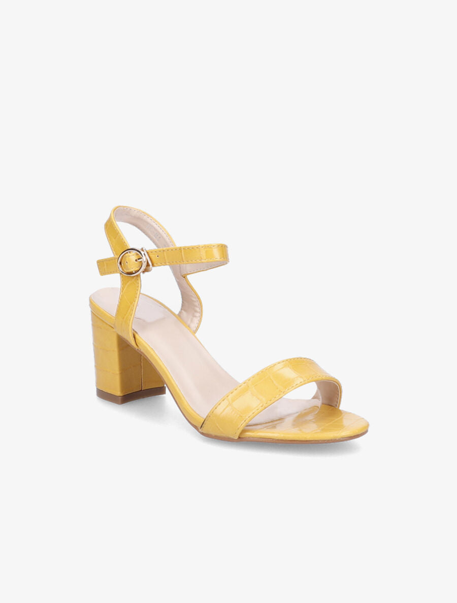 Sandales en simili vernis effet croco - Jaune moutarde - 2