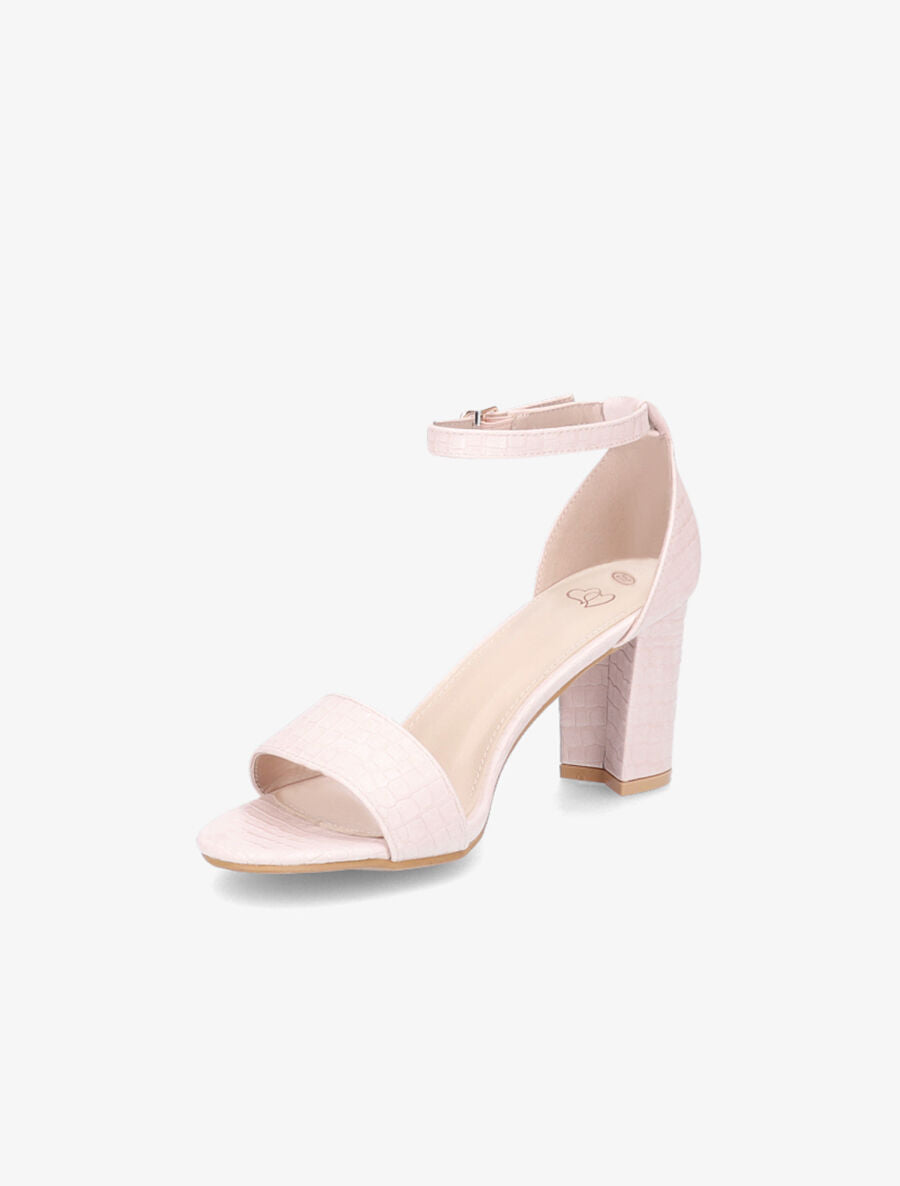 Sandales en simili mat effet croco - Rose - 3