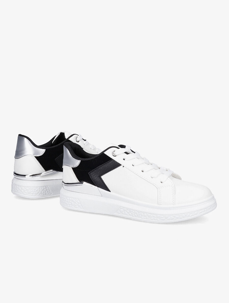 Sneakers à détail métallique - Noir/blanc - 4