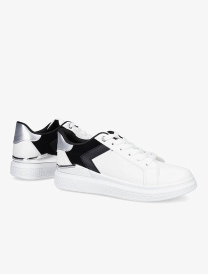 Sneakers à détail métallique - Noir/blanc - 4