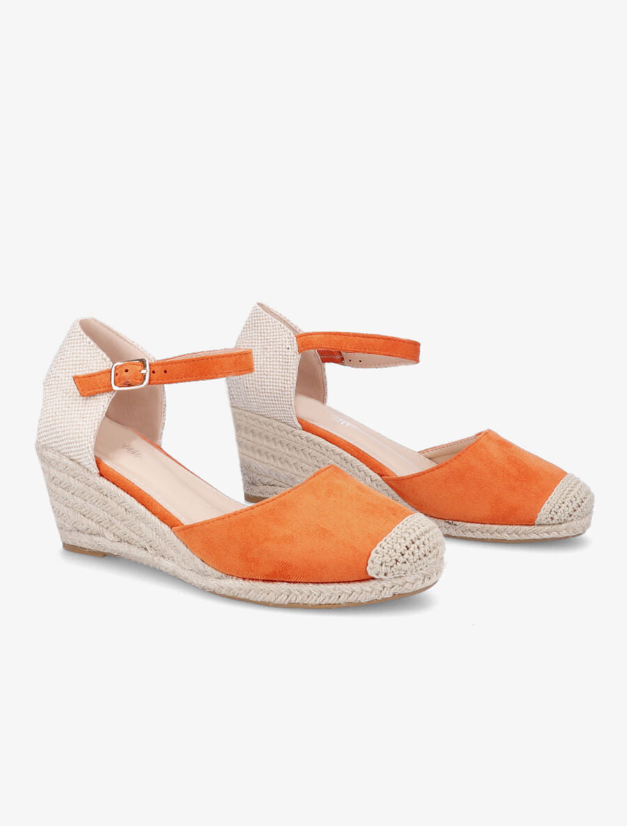 Espadrilles compensées en suédine - Orange - 4