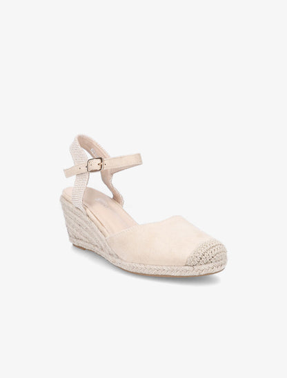 Sandales compensées en suédine et raphia - Beige - 2