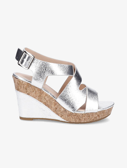 Sandales compensées à brides entrelacées - Argent - 1