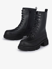 Boots lacées à semelles texturées crantées - Noir - 1