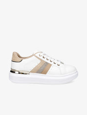 Sneakers à contrefort en suédine et à détail métallique - Or - 1
