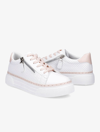 Baskets en simili à zip - Rose - 4
