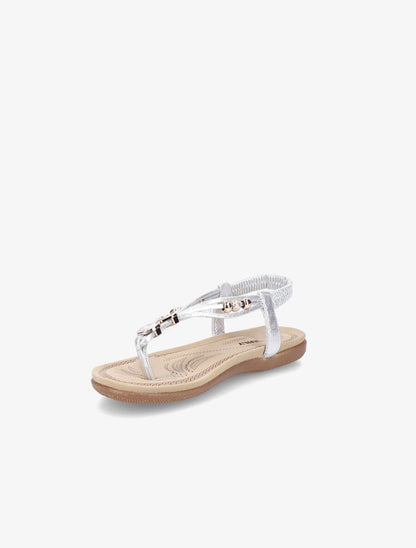 Nu-pieds à détail bijoux et contrefort élastiqué - Argent - 2