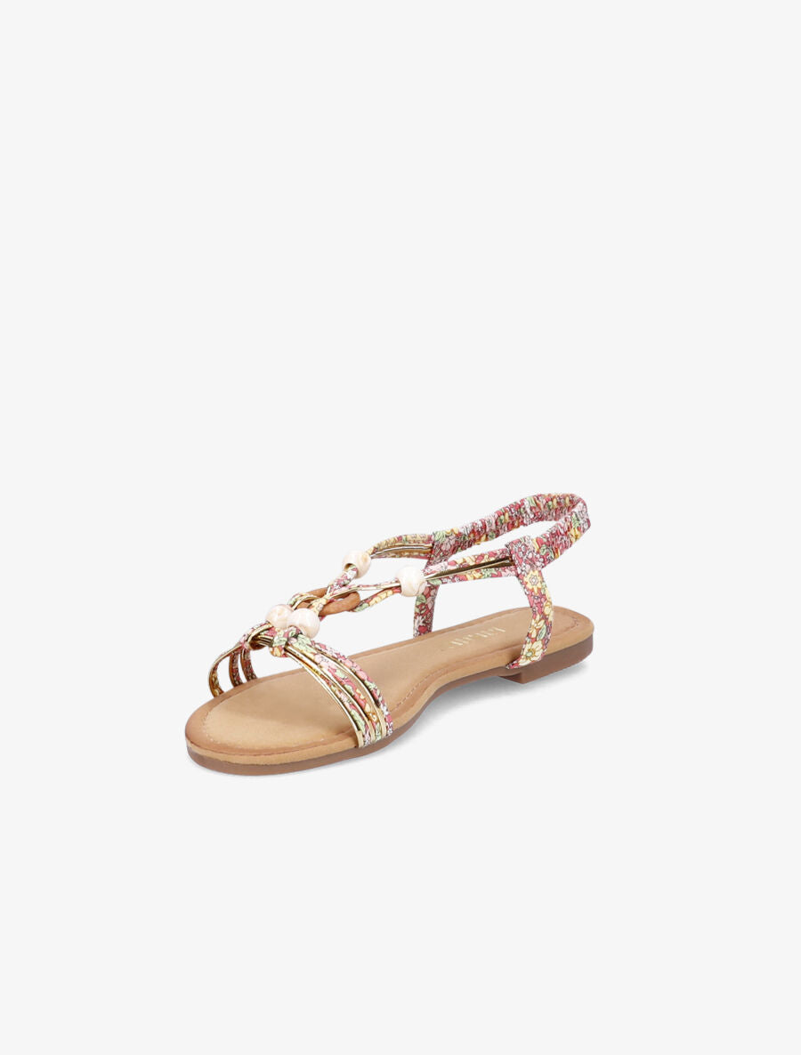 Nu-pieds à perles imprimé fleuri - Rose - 2
