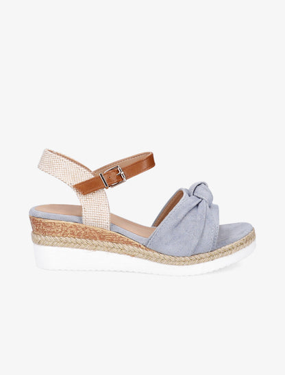Sandales compensées à noeud - Bleu - 1