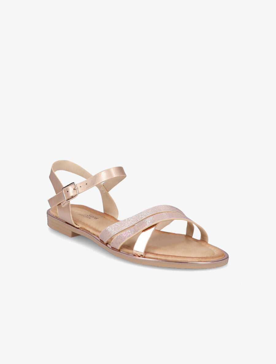Nu-pieds à brides croisées texturées - Rose gold - 1
