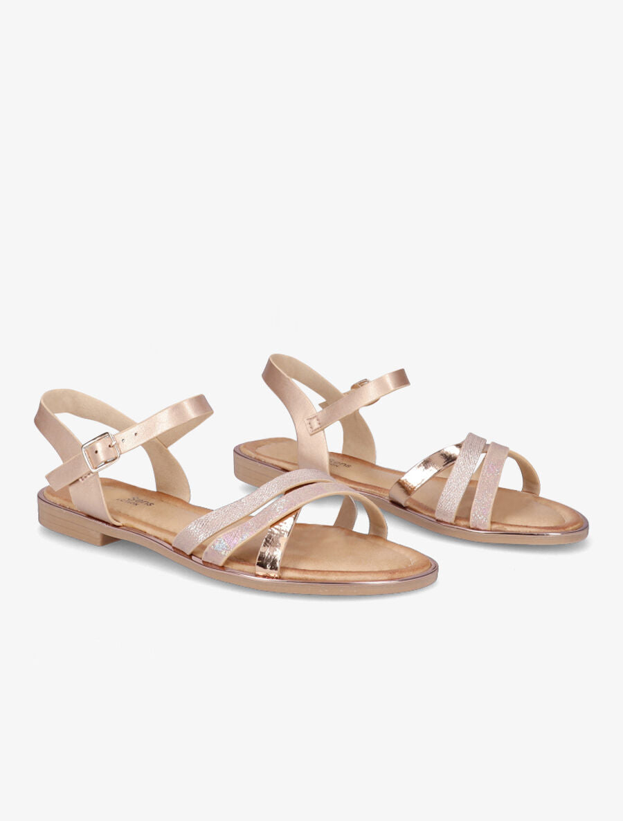 Nu-pieds à brides croisées texturées - Rose gold - 4