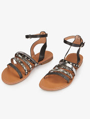 Nu-pieds multi brides stylisées - Noir - 1