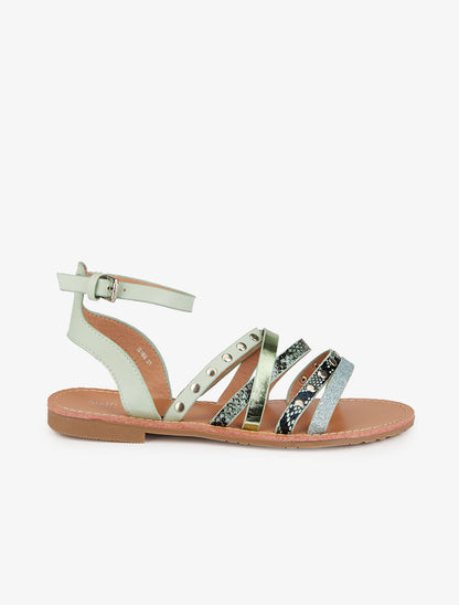 Nu-pieds multi brides stylisées - Vert - 2
