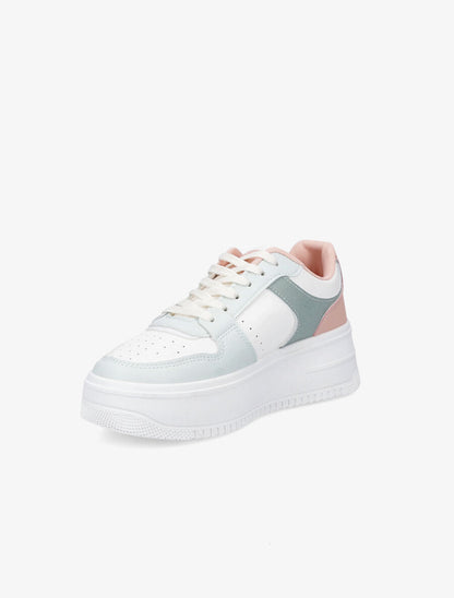 Sneakers en simili à plateforme - Vert - 3