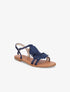 Nu-pieds en suédine et à franges - Marine - 1