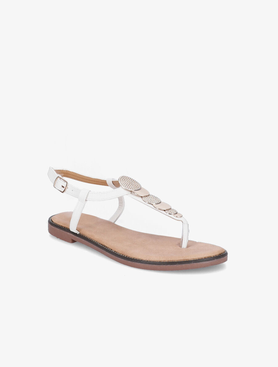Nu-pieds à médailles métalliques - Blanc - 5