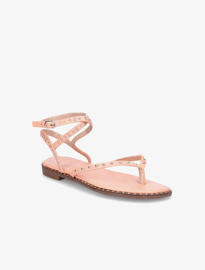 Nu-pieds à tour de cheville clouté - Corail - 1