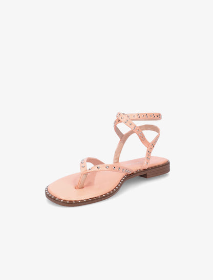 Nu-pieds à tour de cheville clouté - Corail - 3