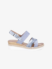 Sandales compensées en suédine irisé - Bleu - 1