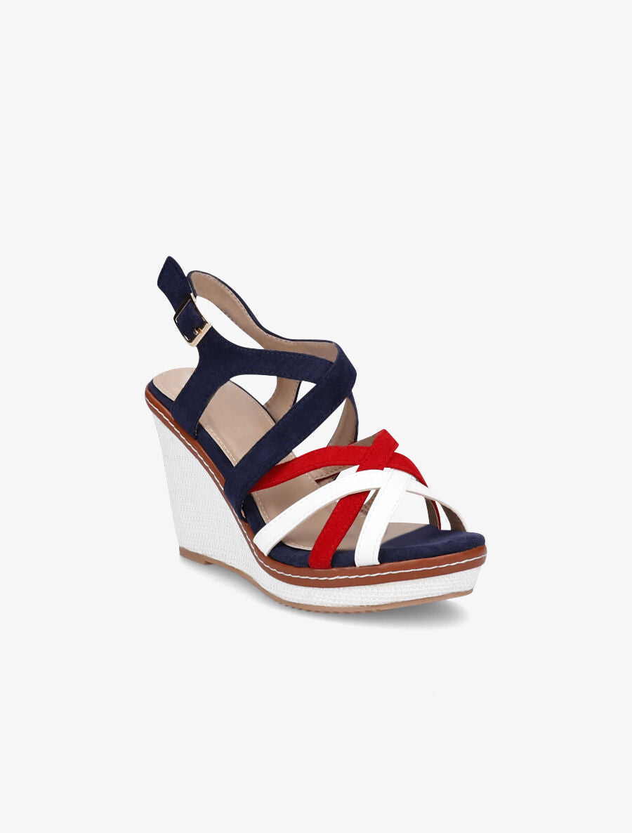 Sandales compensées à brides entrelacées - Marine - 2