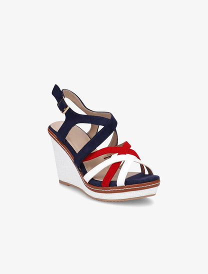 Sandales compensées à brides entrelacées - Marine - 2