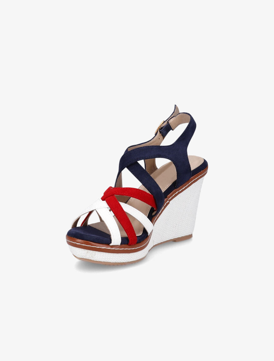 Sandales compensées à brides entrelacées - Marine - 3