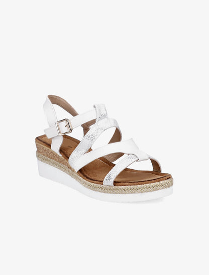 Sandales compensées à brides irisées style python - Blanc - 2