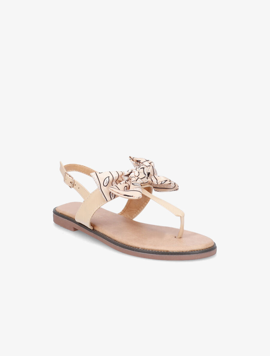 Nu-pieds à noeud en tissu - Beige - 2
