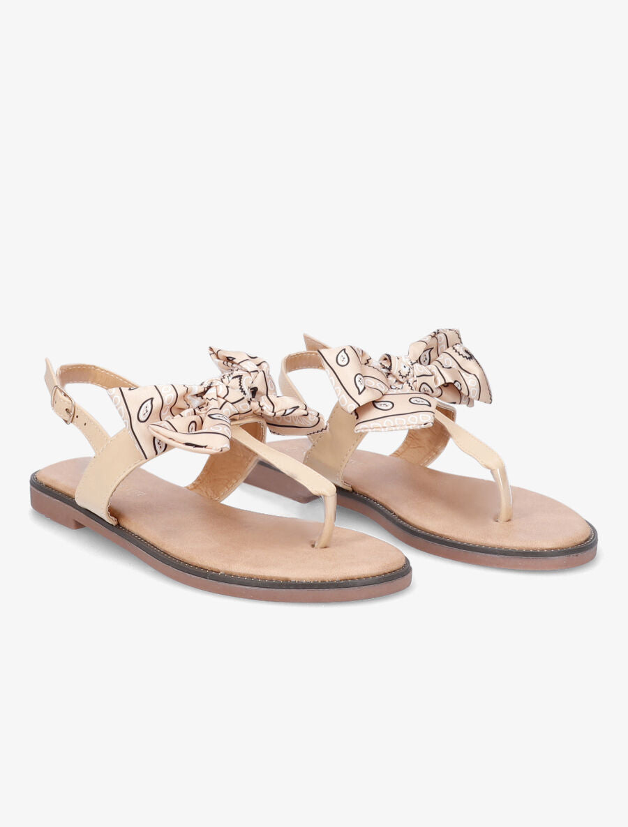Nu-pieds à noeud en tissu - Beige - 4