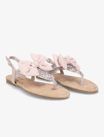 Nu-pieds à noeud et à strass - Rose - 4