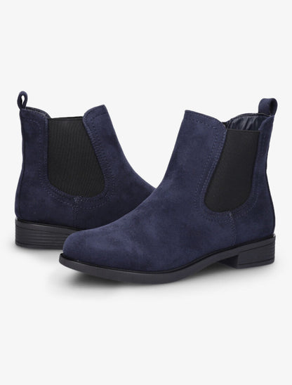 Bottines en suédine à chevilles élastiquées - Marine - 3