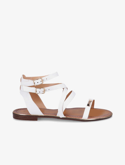 Nu-pieds à double brides et empiècement métallique - Blanc - 3