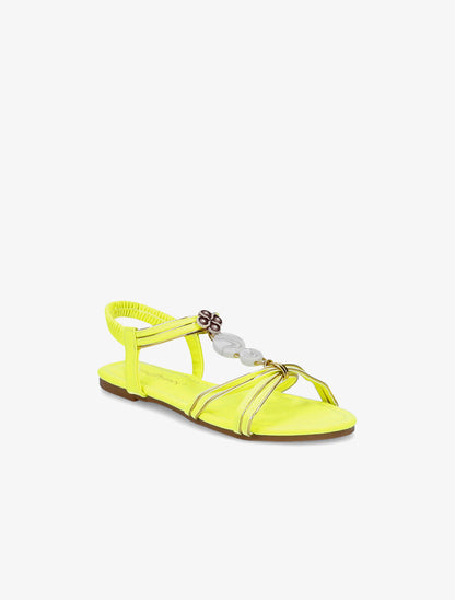 Nu-pieds à empiècements effet marbre - Jaune fluo - 5
