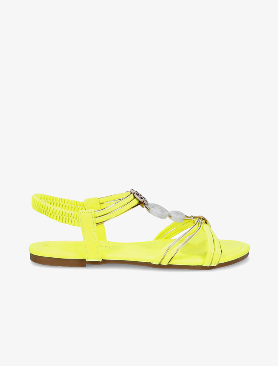 Nu-pieds à empiècements effet marbre - Jaune fluo - 2