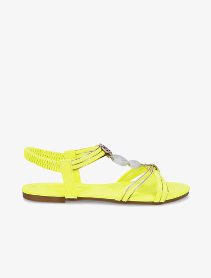 Nu-pieds à empiècements effet marbre - Jaune fluo - 2