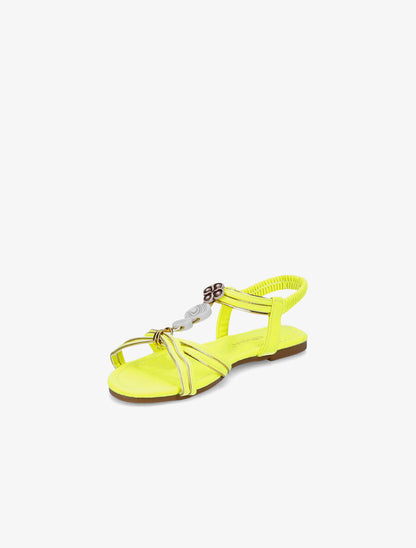 Nu-pieds à empiècements effet marbre - Jaune fluo - 3