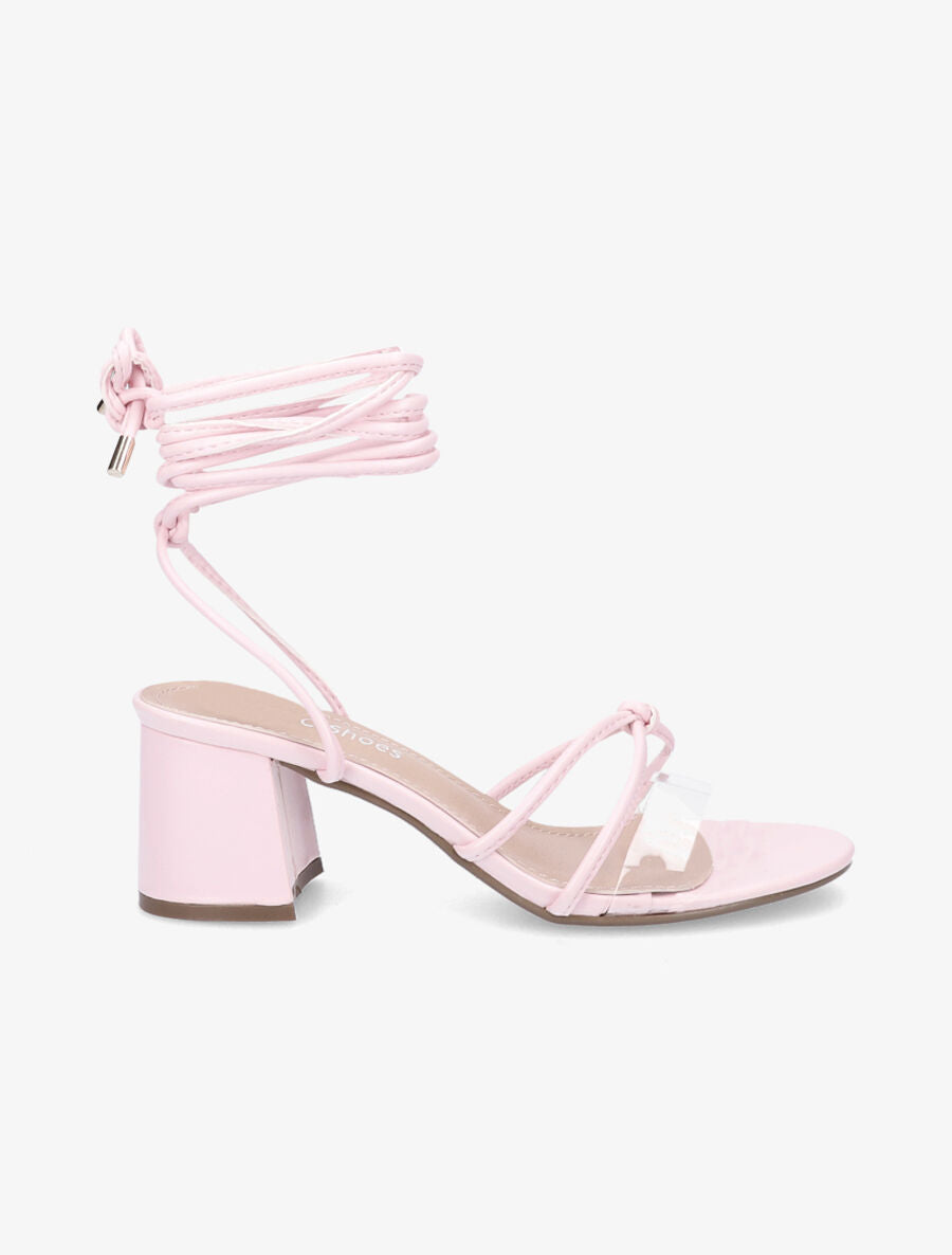 Sandales à lacets et ganses transparentes - Rose - 4