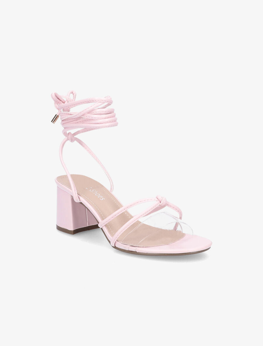 Sandales à lacets et ganses transparentes - Rose - 2
