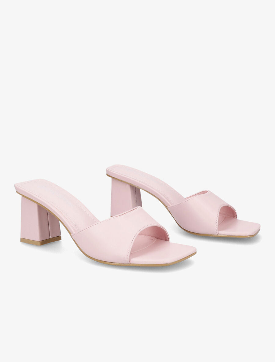 Mules à bout carré - Rose - 4
