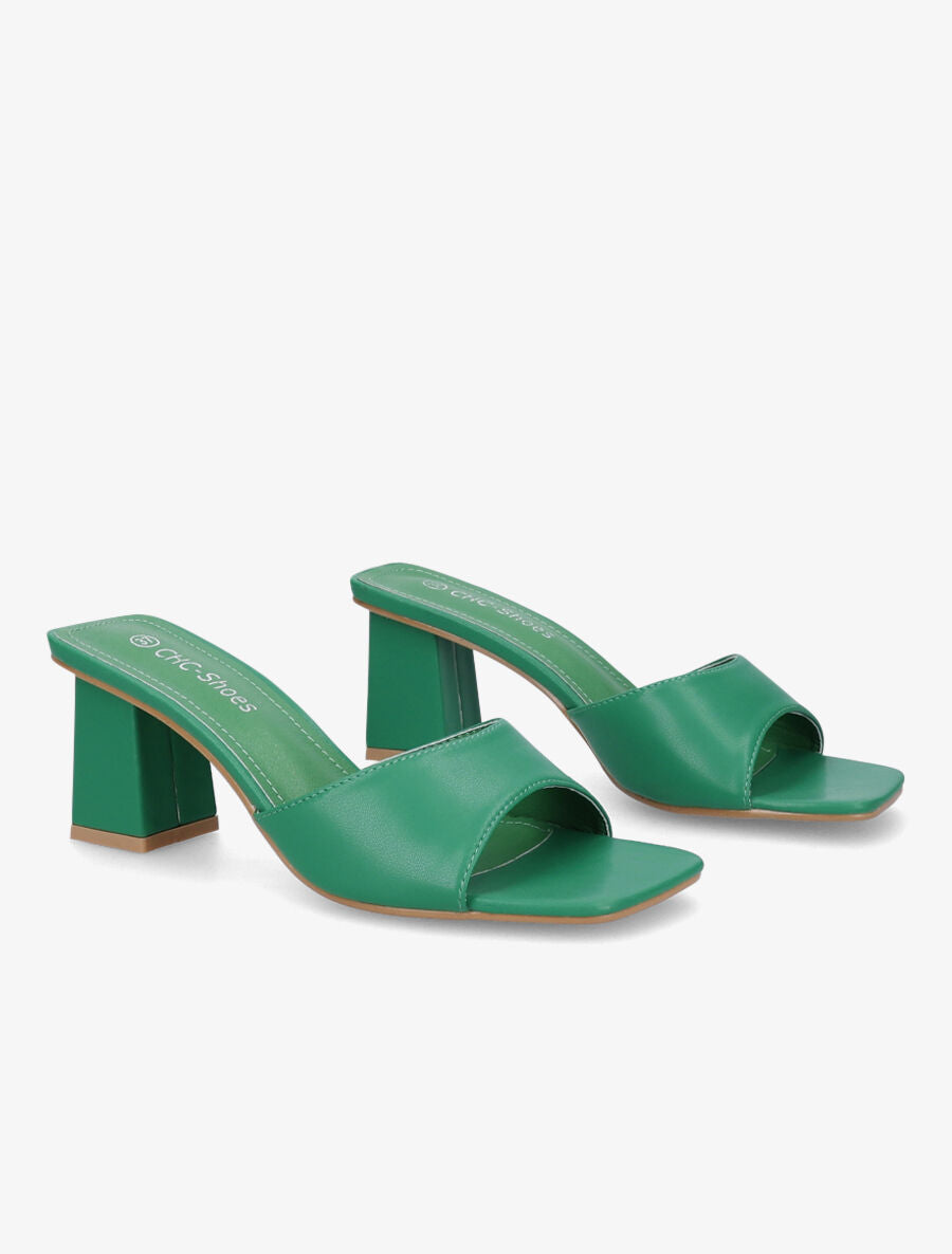 Mules à bout carré - Vert - 4