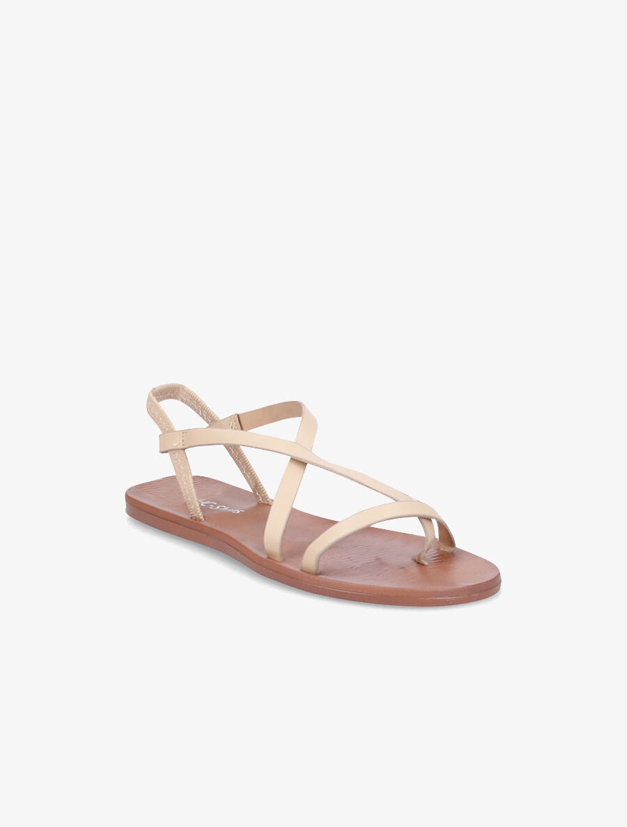 Nu-pieds en simili à brides élastiquées - Beige - 5