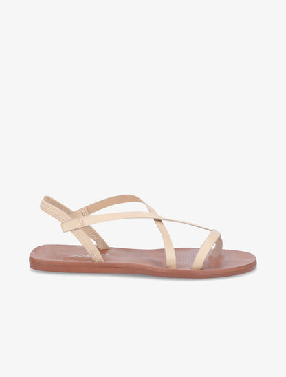 Nu-pieds en simili à brides élastiquées - Beige - 2