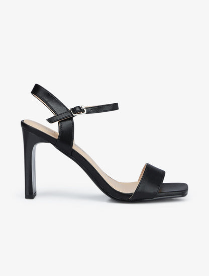Sandales unies à talon entonnoir - Noir - 5