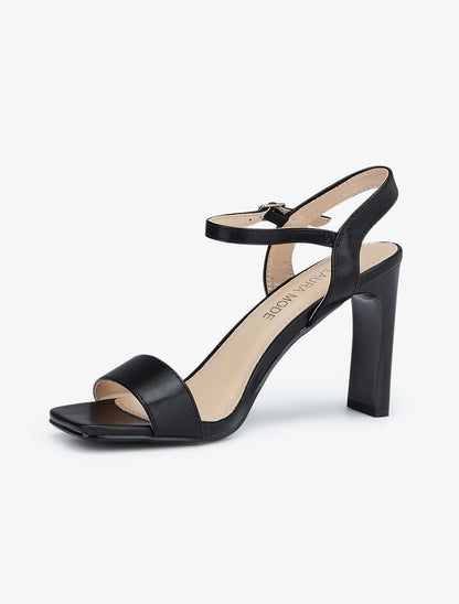 Sandales unies à talon entonnoir - Noir - 3