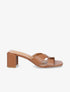 Mules effet croco à talon stylisé - Camel - 5