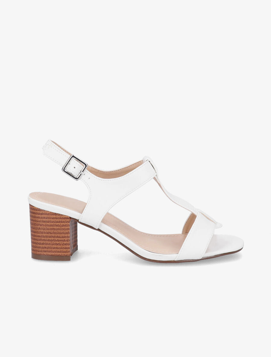Sandales à bride en T croco - Blanc - 6