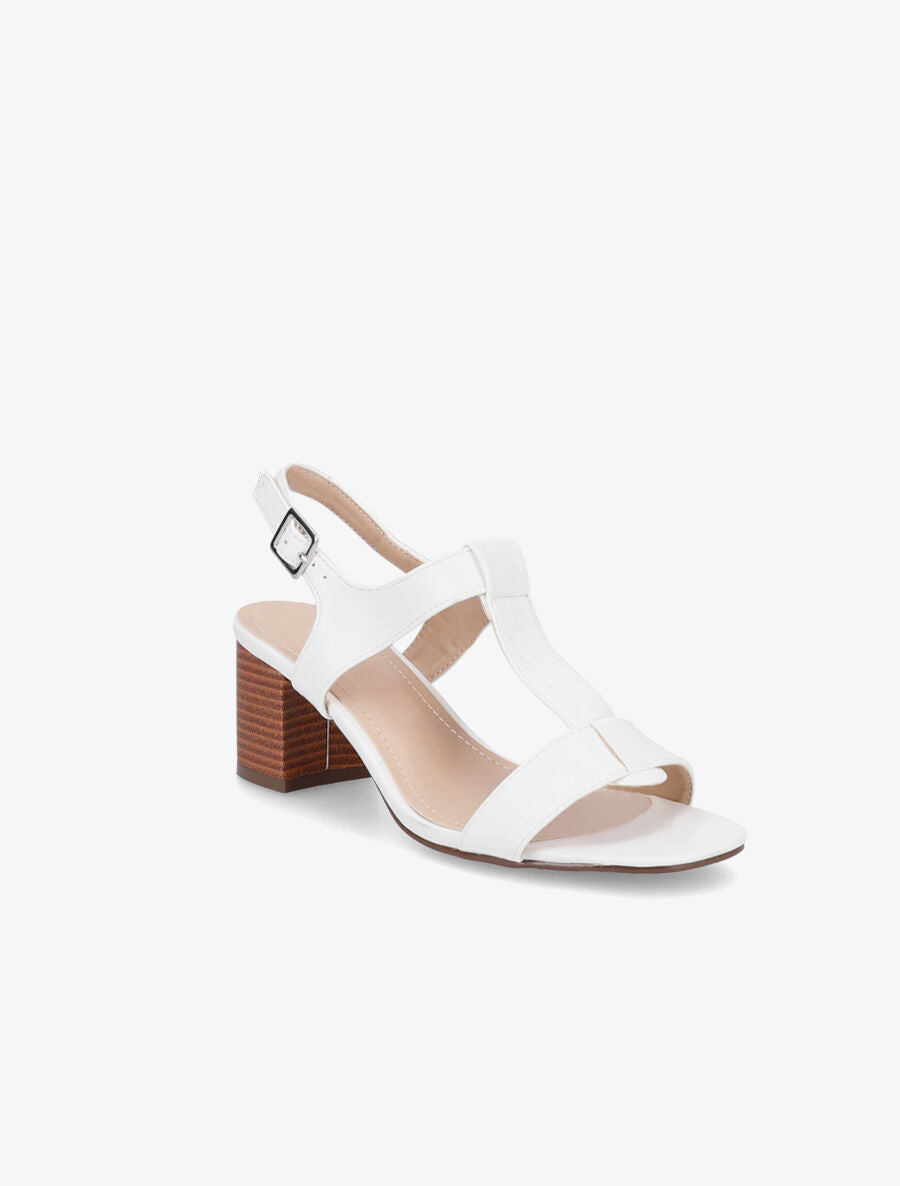 Sandales à bride en T croco - Blanc - 2