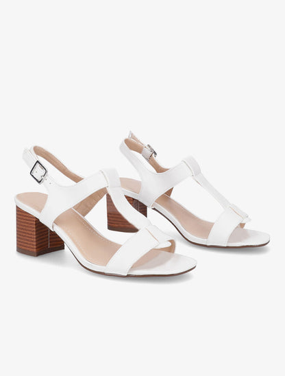 Sandales à bride en T croco - Blanc - 4