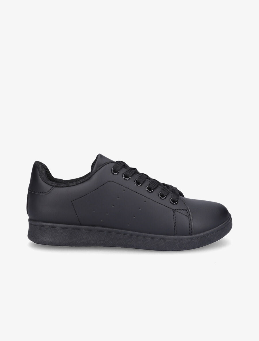 Sneakers en simili à lacets - Noir - 1