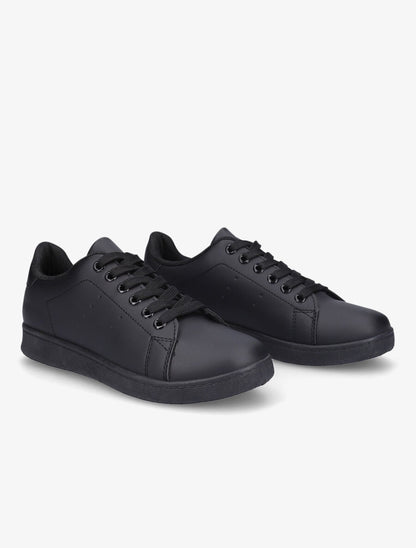 Sneakers en simili à lacets - Noir - 4
